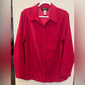 Sag Harbor size 12 pink suede like button down top